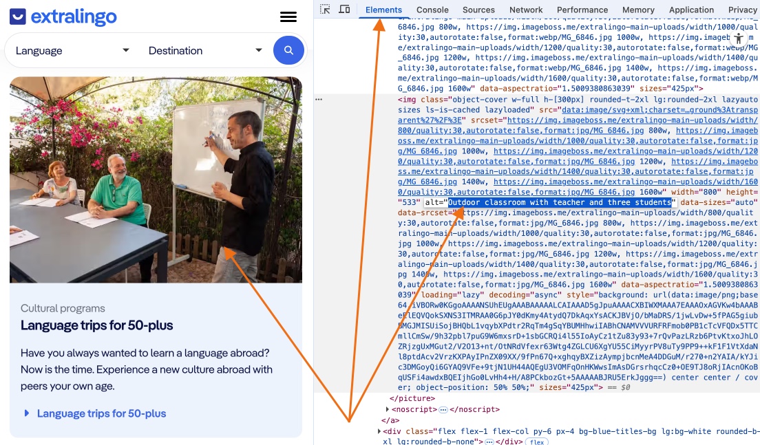 Alt text in source code